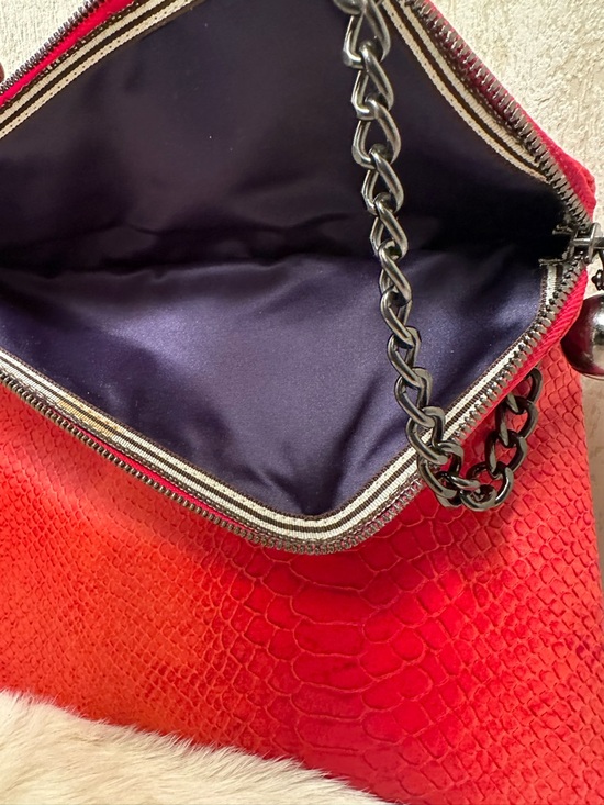 Henri Bendel Orange Python Leather Shoulder Bag with Balls - Picture 3 of 4